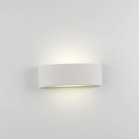 Isyluce 614 Lampada da parete in ceramica tinteggiabile, Bianco, Forma ad arco, Doppio diffusore in vetro temperato, 1 E27, IP20