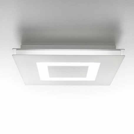 Panzeri Flat P07501.038.0101 Plafoniera Quadrata con diffusore opalino, Sistema LED 24W, Luce calda, 1147 Lumen, MADE IN ITALY