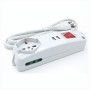 Multipresa 2 USB, 2 Prese Bipasso, 1 Presa Tedesca Bipasso MED 7002B, Interruttore luminoso, 1.5 metri di cavo, Massimo 3500W