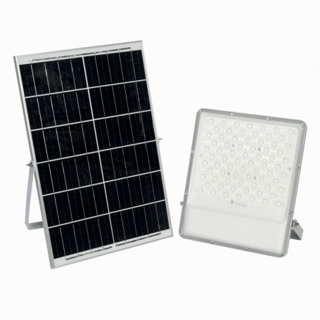 Lampo FS2000BN Faro LED 108W con pannello solare e telecomando, IP65, Luce naturale, 2000 Lumen, Autonomia fino a 15 ore