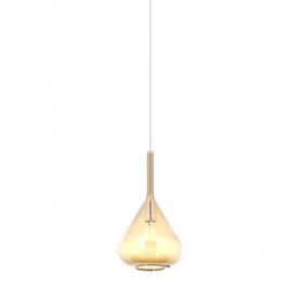Top Light Kona 1177BI/S1-AM Sospensione con vetro conico ambra, 1 E27, Struttura bianca, Moderna e luminosa