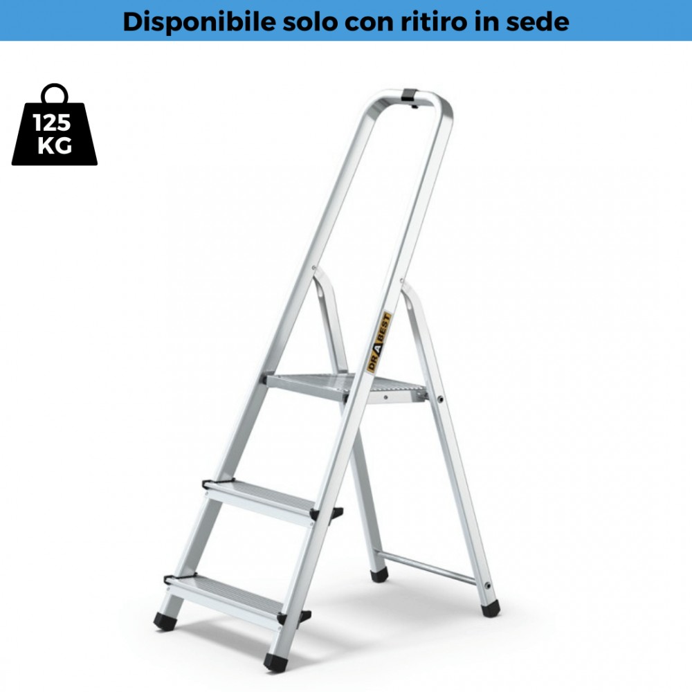 Scaletto 7 Gradini in Alluminio Drabest ALD125-7, 125 Kg, 215 cm,  Salvaspazio, MADE IN UE