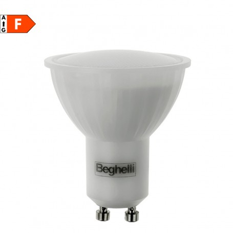 Beghelli Elplast 57009 Lampadina LED GU10 6W Luce Calda, Resa 75W, 530 Lumen, 3000K, Apertura luce 110°