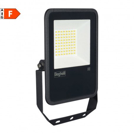 Beghelli 86163 Faro LED 50W Luce Naturale, 5000 Lumen, IP66, Nero, 4000K, Alluminio pressofuso, IK 7