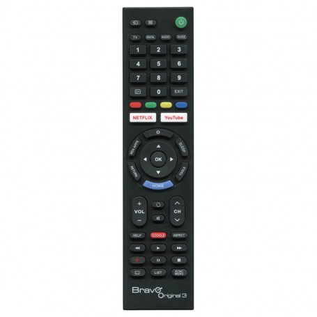 Telecomando Sony Universale Smart TV Bravo Original 3, Pronto all'uso, Già programmato, Batterie AAA, Nero