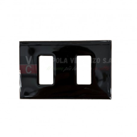 Vimar 8636/B/15 Serie 24 Placca Nero Lucido 2 Posti per Serie 8000, MADE IN ITALY