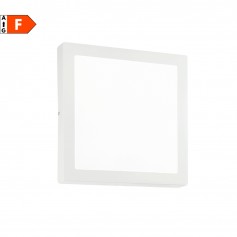 Plafoniera bianca sottile Ideal Lux Universal AP1 Square D17, Struttura in metallo, Sistema LED Integrato 12W, Luce Calda, 17x17