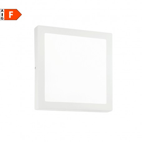 Plafoniera bianca sottile Ideal Lux Universal AP1 Square D22, Struttura in metallo, Sistema LED Integrato 18W, Luce Calda, 23x23