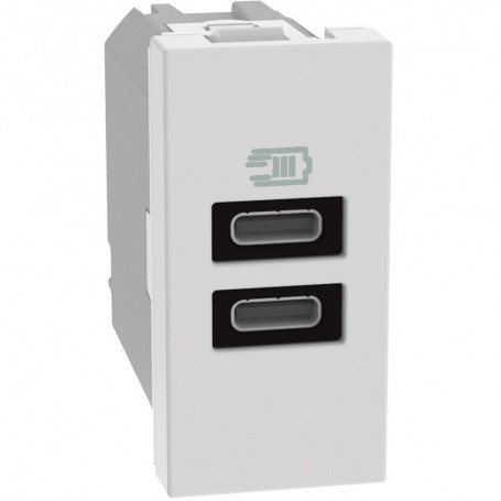 Caricatore USB Bticino Matix Go JW4191CC, Bianco, 2 USB Tipo C, 1 Modulo, 15W, MADE IN ITALY