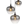 Sospensione Globo Lighting Maxy 15548-3H con vetri fumé, Piastra tonda Nera, 3 E27, Moderna