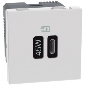 Caricatore USB Bticino Matix Go JW4294C, Bianco, USB Tipo C, 45W, 2 Moduli, MADE IN ITALY