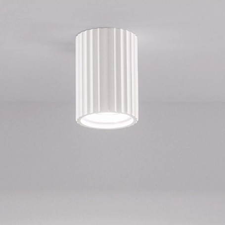 Isyluce 852 Gypsos Lampada da soffitto Cilindrica Rigata in gesso, 1 GU10, Tinteggiabile