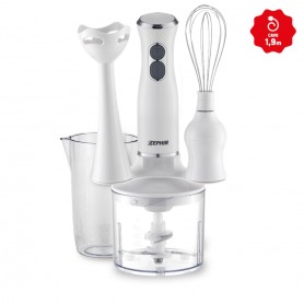 Zephir ZHC82 Frullatore ad immersione 400W, Lame Acciaio Inox, 2 Velocità, Cavo lungo, Bianco