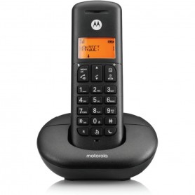 Motorola E201 Telefono cordless con Vivavoce, Nero, Display illuminato, Rubrica a 50 contatti, Trasferimento chiamata