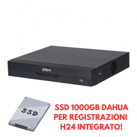 Dahua XVR5104HS-I3(1T) XVR 4 Canali 5MP HDCVI e IP, SSD 1TB Integrato, 6 canali telecamere IP, 1 HDMI, 1 VGA, 12V, 2 USB