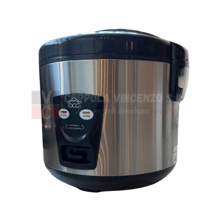 DCG RK2925N Cuociriso Vaporiera Automatica, 700W, Pentola antiaderente, Struttura in acciaio Inox, Nera