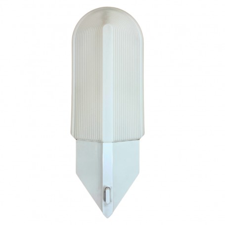 Luminance Plato 4065 Applique Bianco, 1 PL 9W, Interruttore su base, Diffusore in Vetro bianco, IP21, MADE IN ENGLAND, Vintage