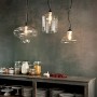 Sospensione con vetro trasparente soffiato e modellato artigianalmente, 1 Luce E27, Ideal Lux Bistro SP1 Plate