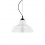 Sospensione con vetro trasparente soffiato e modellato artigianalmente, 1 Luce E27, Ideal Lux Bistro SP1 Plate