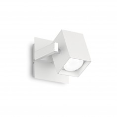Applique spot tecnico orientabile bianco con base quadrata Ideal Lux Mouse AP1, Corpo in metallo e particolari cromo, 1 GU10