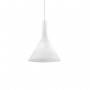 Sospensione Ideal Lux Cocktail SP1 Small Bianca, Diffusore in vetro bianco, 1 E14, Regolabile in altezza, Ideale per snack