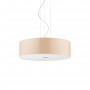 Sospensione Ideal Lux Woody SP4 con diffusore in PVC Color Legno, 4 E27, Struttura in metallo cromato, Diametro 50 cm, Moderna