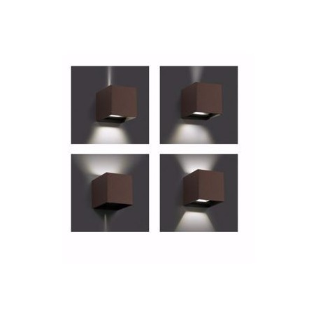 Isyluce 518-21 Applique Cubo da parete 16W, Corten, Fascio regolabile, Luce calda, 2000 Lumen, IP54