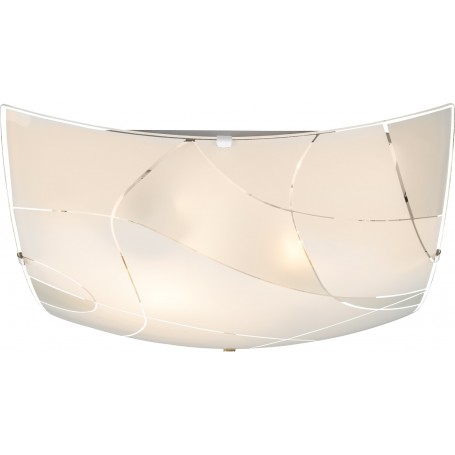 Plafoniera quadrata a 2 luci con vetro satinato decorato Globo Lighting Paranja 40403-2, 2 E27, Moderna e Luminosa, 30 x 30 cm