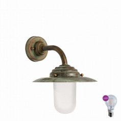 Lanterna da parete per interni ed esterni con vetro opale in ottone pressofuso Moretti Luce 133.O.AR, 1 E27, IP44