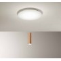 Plafoniera LED con base in bianco goffrato e cilindro sospeso biemissione in oro brunito perenz Hang 6798 OR LC, 36W, Luce calda