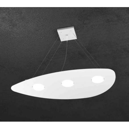 Sospensione Bianca Moderna e minimale realizzata con lastre di metallo dalla forma irregolare Top Light Shape 1143/S3-BI, 3 GX53