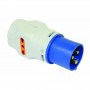 Adattatore industriale triplo con Spina CEE Blu 16A 2P+T, 2 Prese bipasso 10-16A e 1 Presa Schuko 10-16A FAEG FG23204, 230V