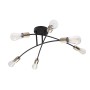 Plafoniera moderna con 3 bracci ricurvi neri e particolari ottone anticato Globo Lighting Sarini 54003-6, 6 E27, Luminosa