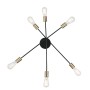 Plafoniera moderna con 3 bracci ricurvi neri e particolari ottone anticato Globo Lighting Sarini 54003-6, 6 E27, Luminosa