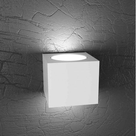 Lampada da parete Cubo Bianco Top Light Plate 1129/AG-BI, Struttura in metallo, 2 GX53, Luce indiretta, BI-emissione, Moderna