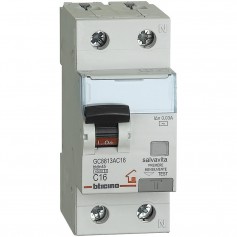 Bticino GC8813AC16 Interruttore magnetotermico differenziale 16A, 2 Moduli DIN, 1P+N, 230V, IP20, Made in Italy, IMQ, 2 Poli